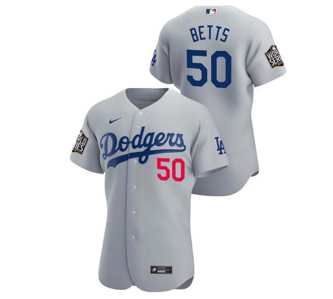 Toddler Los Angeles Dodgers #50 Mookie Betts Grey MLB 2020 World Series Bound stitched Jersey Toddler Los Angeles Dodgers #50 Mookie Betts Grey MLB 2020 World Series Bound stitched Jersey